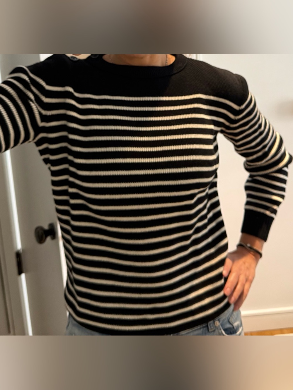 Saint Laurent Black Ribbed Knit Top